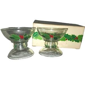 Vintage 1981 Avon Holiday Hostess Collection Candlestick Holder Candy Dish Holly